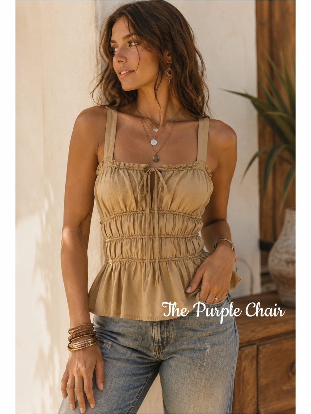 TOPSHOP Poplin Corset Style Tie Front Top 4